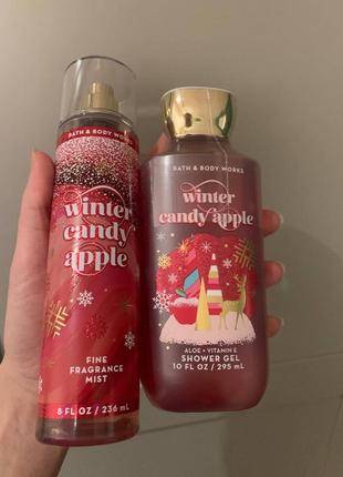 Набор мист спрей для тела парфюмированный гель для душа winter candy apple от bath &amp; body works