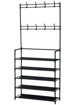 Вішалка підлогова для одягу з полицями та гачками bonro b25 чорна