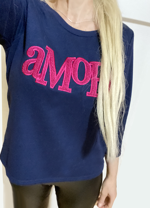 S-m-l нова кофта двонитка світшот лонгслів тепла жіноча вишивка