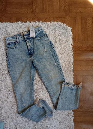 Голубые светлые джинсы скинни женские размер s7 фото