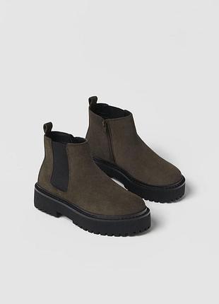Стильнi черевики на дівчинку 39 р zara (шкіра)