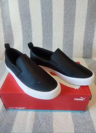 Puma bari slip-on with women's shoes in black утеплені жіночі сліпони, кросівки, мокасини