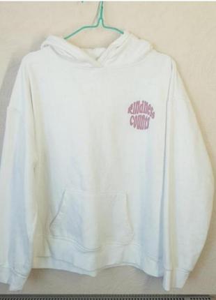Молочно белая теплая толстовка худи kindness counts primark xl l