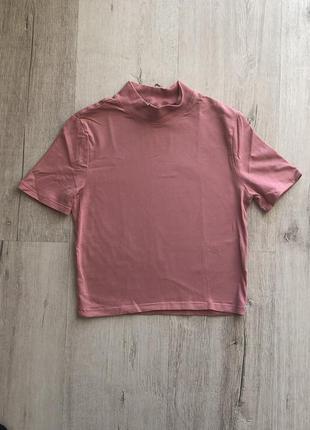Розовая нюдовая футболка с горлышком divided xs