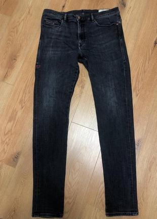 Джинсы мужские черные прямые slim длинные diesel man denim straight basic jeans, размер xl.