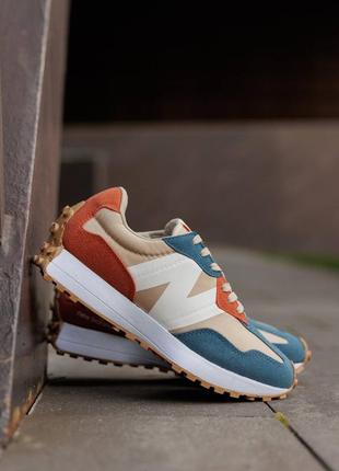 Мужские кроссовки new balance 327 beige blue seafoam