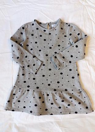 Сіра сукня туніка в горох ovs 5-6 р