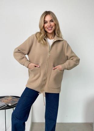 Модний лапсердак кофта світшот бомбер альпака на блискавці