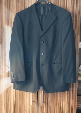 Чорний базовий люксовий брендовий чоловічий класичний костюм ermenegildo  zegna розмір 52 100% cool wool