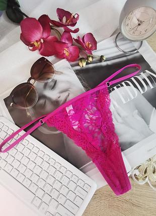 Брендовые тонкие кружевные трусики стринги размера l