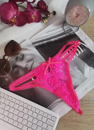 Брендовые тонкие кружевные трусики стринги размера s