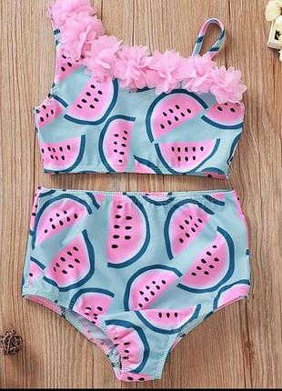 Детский раздельный купальник арбузики на одно плечо 122