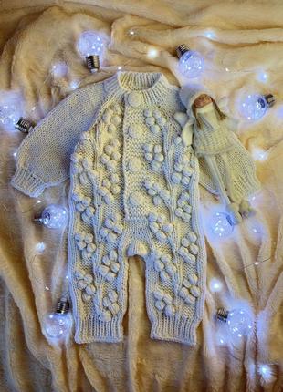 Вязаный комбинезон 0-3 месяца