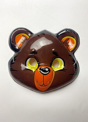 Маска детская пластиковая карнавальная «медвежонок» медведь мешка коричневый