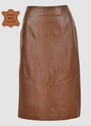 Кожаная шикарная юбка миди из натуральной кожи hennes for h&m