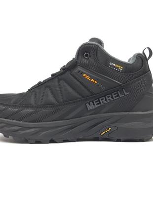 Зимові кросівки merrell float pro високі чорні з помаранчевим