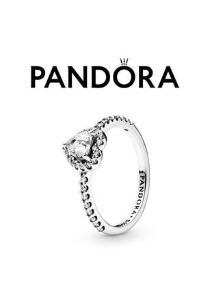 Каблучка пандора срібло 925 проба ale pandora кольцо серце оригінальна бірка пломба нове біле прозоре