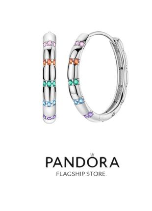 Серьги серебро оригинальные стильные кольца silver_pandora инкрустация фианиты