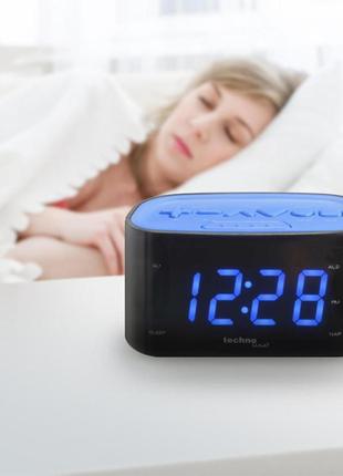 Годинник настільний з радіо technoline wt465 black/blue (wt465 blaue)5 фото