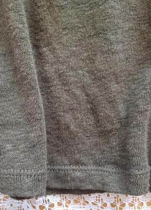 Льняная трикотажная футболка цвета хаки h&m3 фото