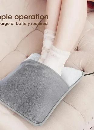 Портативная фланелевая грелка для ног с электрическим подогревом foot warmer xl-997 коврик с usb под
