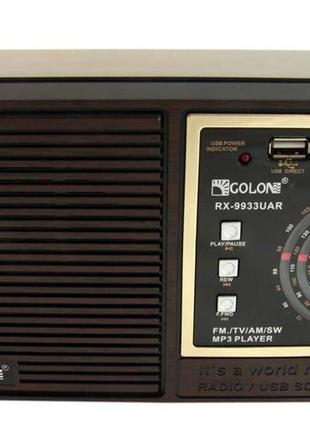 Портативний радіоприймач golon rx-9933 з акумулятором, usb, sd, fm радіо
