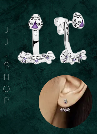 Серебряные серьги pandora «божа коровка» 297123nlc