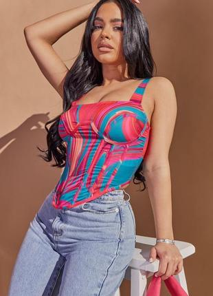Корсетный топ абстрактный принт