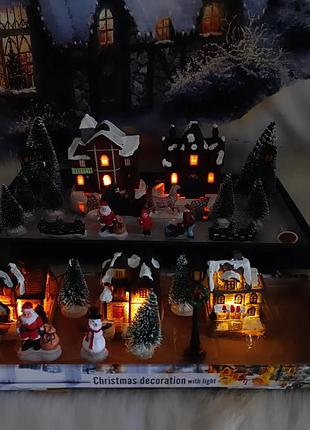 Велике різдвяне містечко будинок домик з підсвіткою новорічний дом