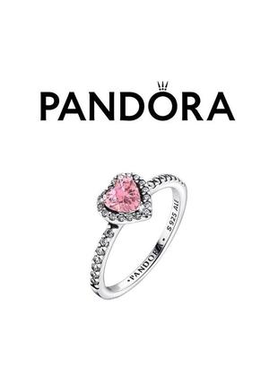 Каблучка пандора срібло 925 pandora ale кольцо серце оригінальна бірка пломба нова рожевий камінь розовый