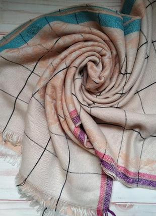 Шарф с принтом цветы* клетка