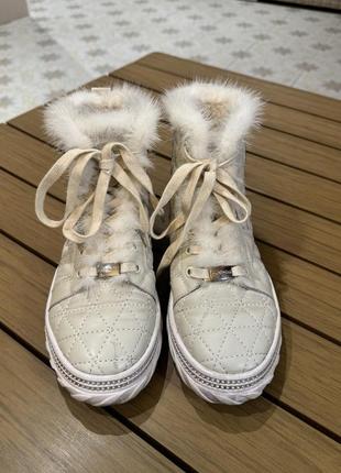 Чоботи baldinini оригінал кожані на хутрі б/у