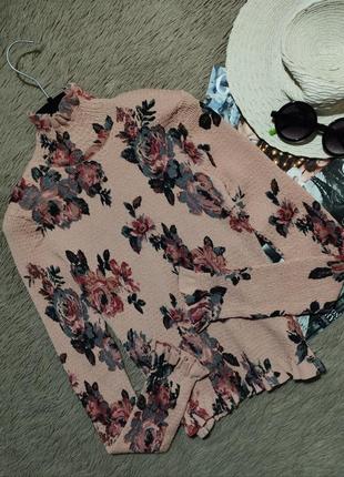 Красивый цветочный джемпер с рюшами zara/гольф/кофта