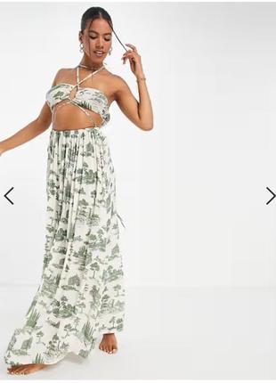 Брендовое платье гальтер бандо макси принт пейзажные мотивы от asos