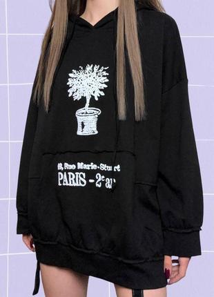 Оверсайз худи в стиле пэчворк с принтом и капюшоном из хлопка