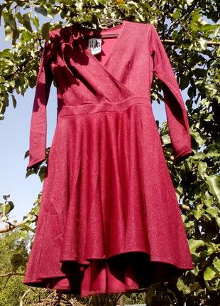 Бордова сукня блискуча р.42