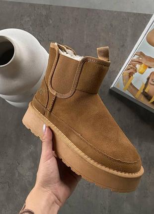 Женские угги ugg neumel platform chestnut v2 (на резинке) v / smb