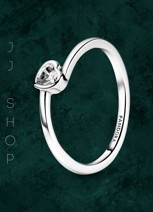 Серебряная кольца pandora «прозрачное асимметричное сердце» 199267c02