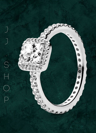 Серебряная кольца «сияющий квадрат» pandora 190947cz