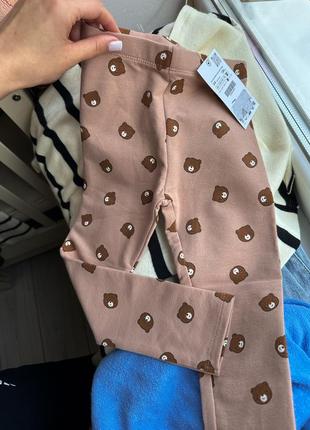 Утепленные лосины леггинсы zara 104 110 с мишками ведмкдиками