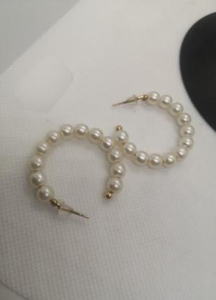 Сережки біжутерія кільця перлини