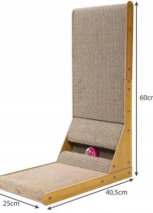 Кутова кігтеточка - килимок складана з м'ячем до 60 см для кішок purlov (22008)5 фото
