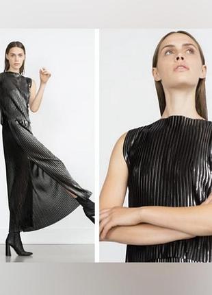 Топ металік плісерований zara