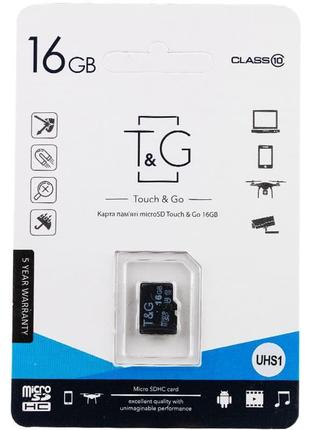 Карта памяти t&g microsdhc (uhs-1) 16 gb class 10 (без адаптера) черный
