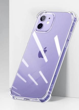 Чехол силиконовый противоударный прозрачный на iphone 13 pro