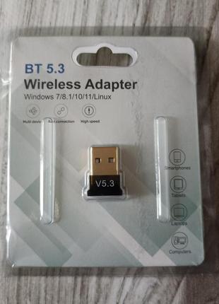 Bluetooth адаптер 5.3 usb приемник, передатчик для пк, ноутбука, колонок, мишки, наушников