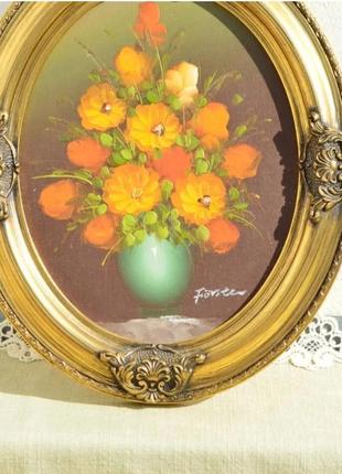 Надзвичайно гарна, інтер'єрна картина маслом на золсті. авторський підпис. дерев'яна...