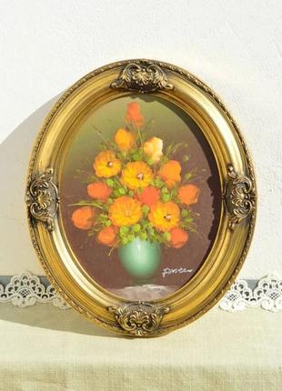 Надзвичайно гарна, інтер'єрна картина маслом на золсті. авторський підпис. дерев'яна...