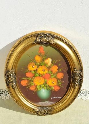 Надзвичайно гарна, інтер'єрна картина маслом на золсті. авторський підпис. дерев'яна...