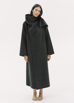 Пальто zw collection на основі вовни з шарфом